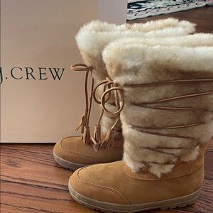 J. Crew Women's Brown Shearling Winter Boots